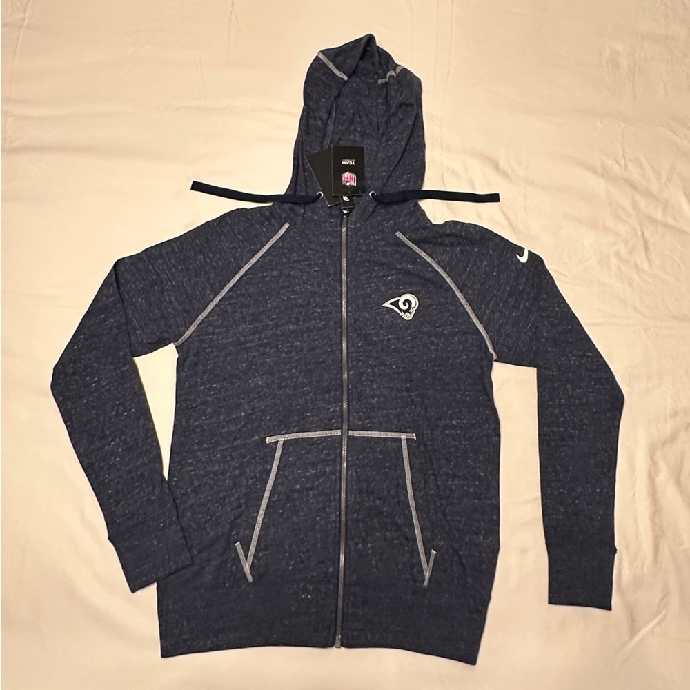 Nike Los Angeles Rams Woman’s Navy Zip-Up Hoodie with Logo - Size Medium